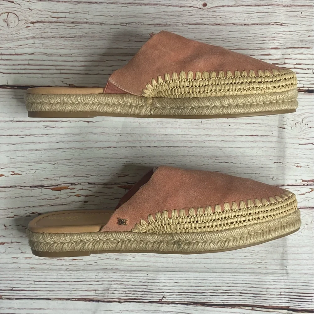 New Sam Edelman Austin Espadrille Slide in Rose Suede Sz 10.5